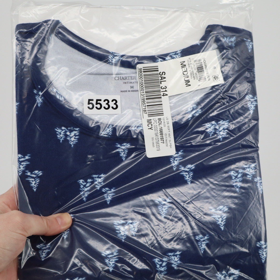 Charter Club Intimates Sleep Shirt Navy Blue Pine Tree Soft Knit Medium
