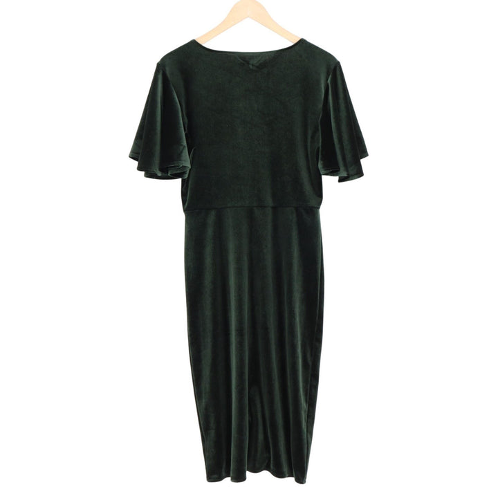 Jack By BB Dakota Velvet Sheath Dress Womens Medium Green V-Neck Short Sleeve