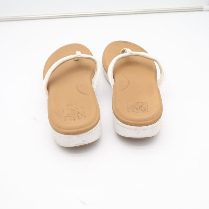 Reef Cushion Cloud Womens White Tan Platform Flip Flop Sandals Size 11