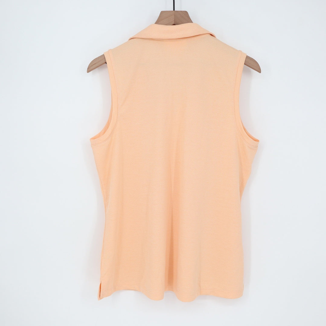 Walter Hagen Clubhouse Womens XL Peach Orange Sleeveless V-Neck Golf Polo Shirt