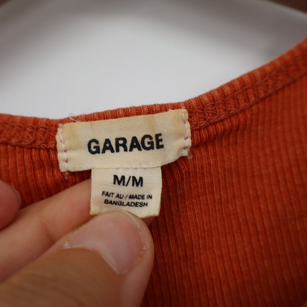 Garage Womens Ribbed Crop Tank Top Burnt Orange New York City Graphic Size M