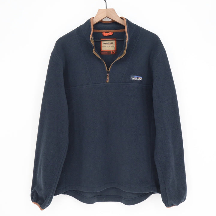 Hawke & Co Outfitter Mens Navy Blue Quarter Zip Fleece Pullover Large