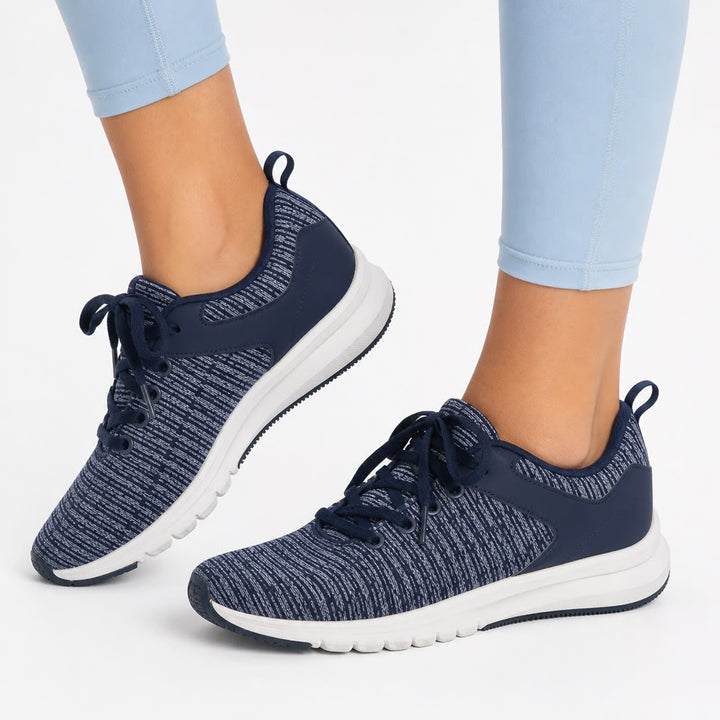 Reebok Womens Space Dye Knit Running Shoes Navy Blue White Size 10