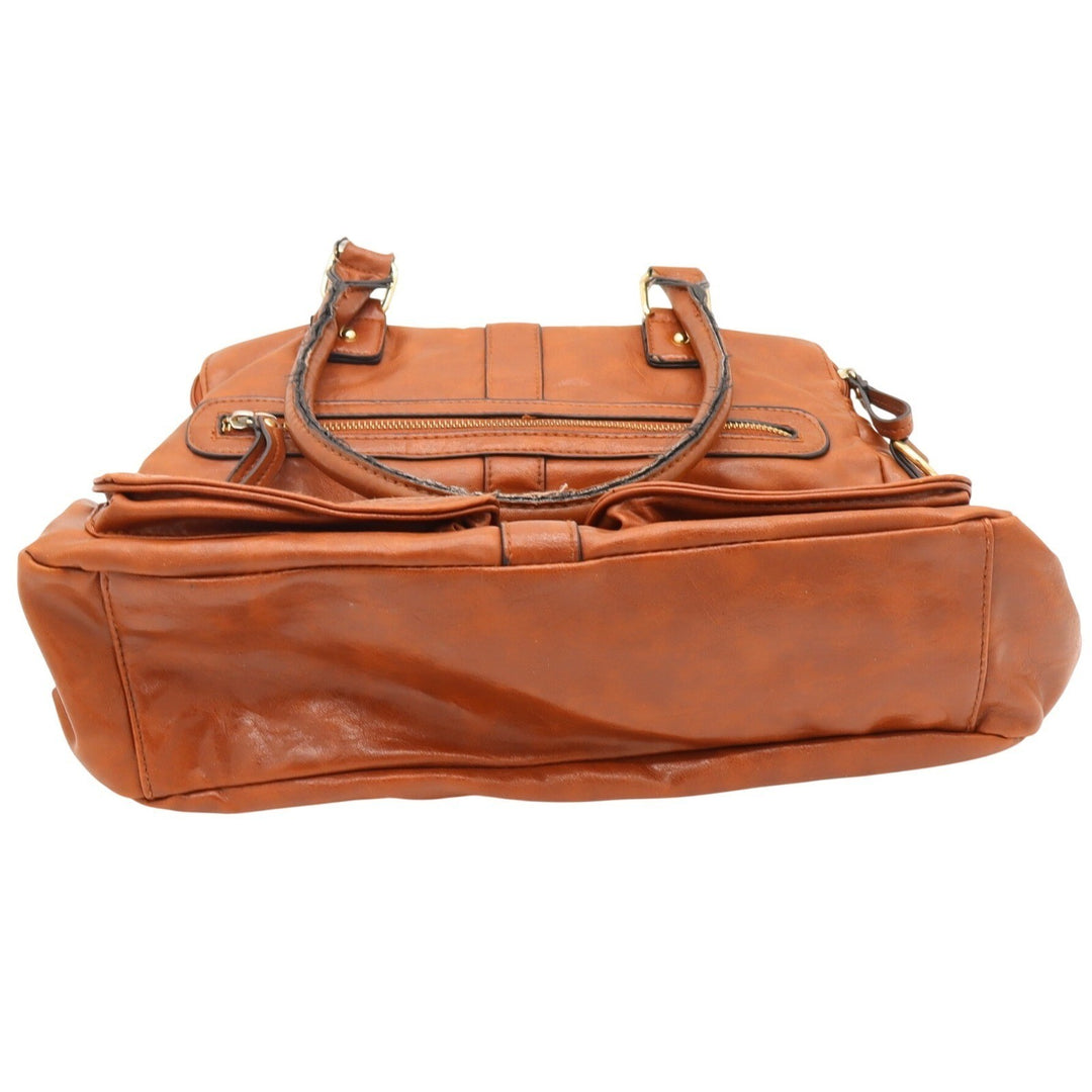 Style & Co Shoulder Bag Women's OS Cognac Multi-Pocket Faux Leather Fair