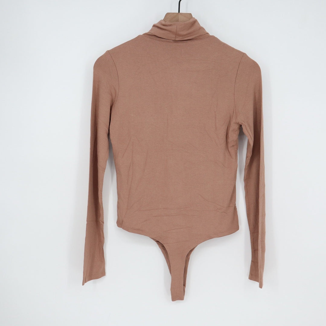 Naked Wardrobe Mauve Brown Turtleneck Long Sleeve Bodysuit XL