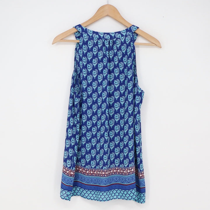 Rose & Olive Tank Top Womens L Paisley Blue Sleeveless Boho Excellent