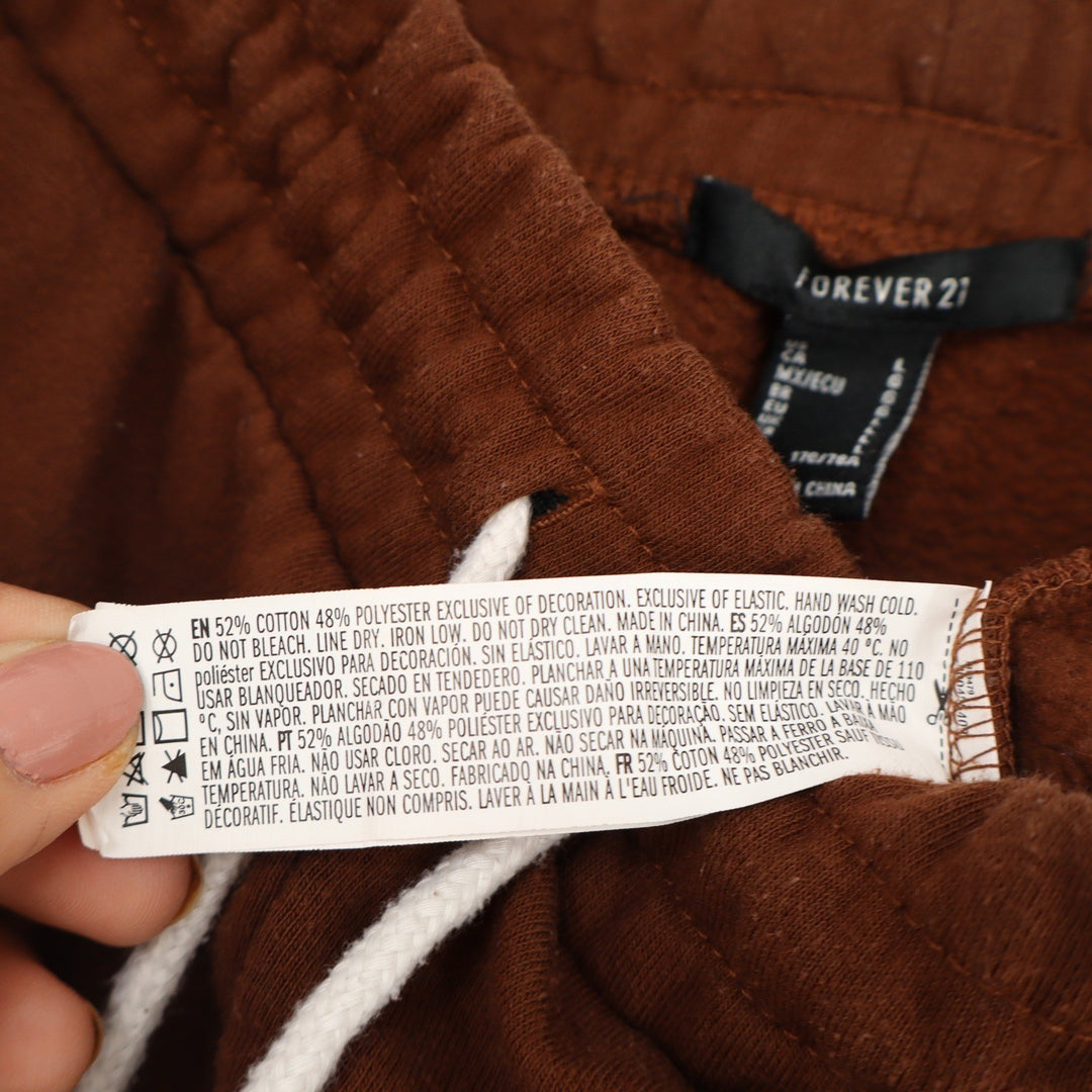 Forever 21 Brown Jogger Sweatpants Womens Large High Rise Drawstring Pockets