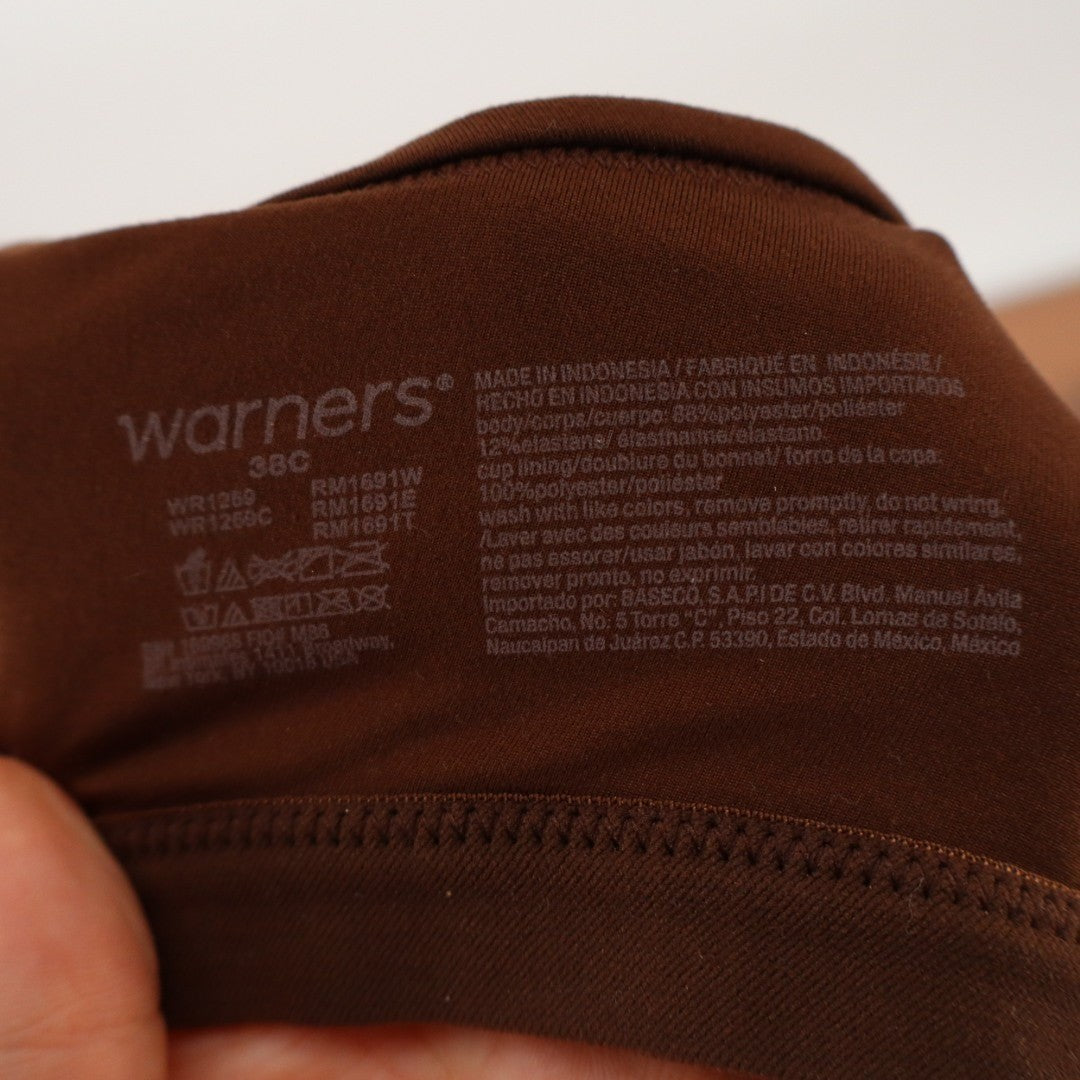 Warner's Cloud 9 Contour Bra Womens 38C Brown Stretch Adjustable Strap Wirefree