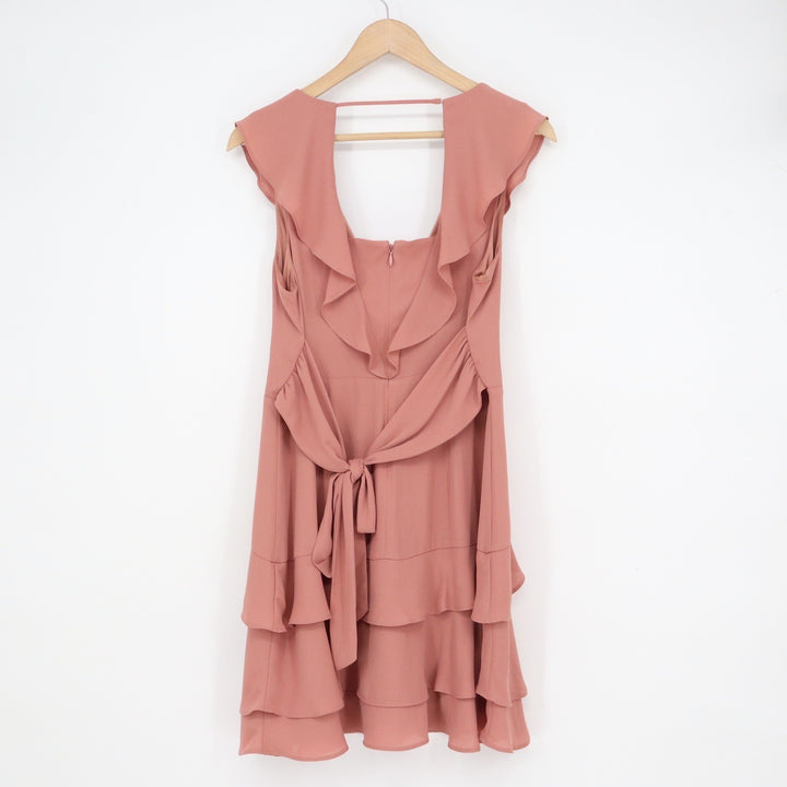 Express Dusty Rose Ruffle Tiered V-Neck Mini Dress Sleeveless Size 8