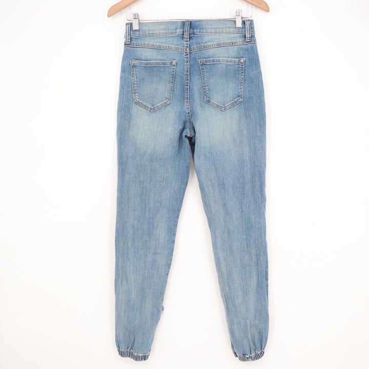 Rewash Womens High Rise Distressed Denim Joggers Blue Size 26 Ripped Utility