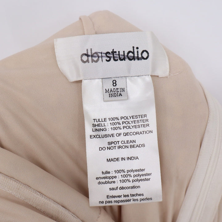 DB Studio Womens Sequin Beaded V-Neck Gown Ivory Nude Size 8