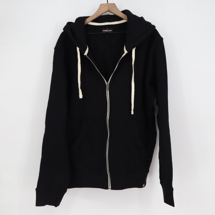 American Giant Hoodie Mens Medium Black Fleece Full Zip Long Sleeve Cotton Logo