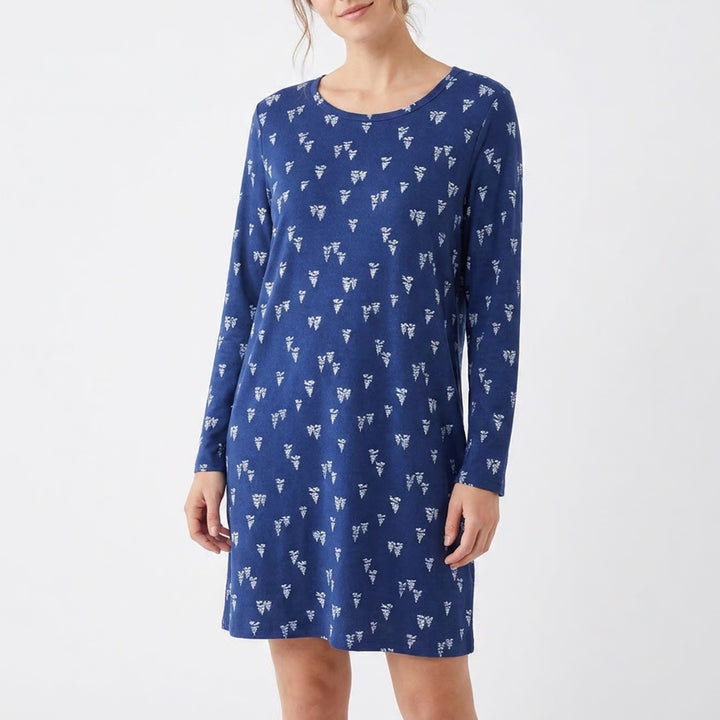 Charter Club Intimates Blue Forest Stroll Print Long Sleeve Nightgown M
