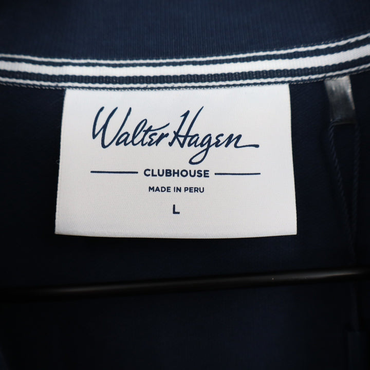 Walter Hagen Clubhouse Navy Blue Solid Pique Polo Mens Large Stretch
