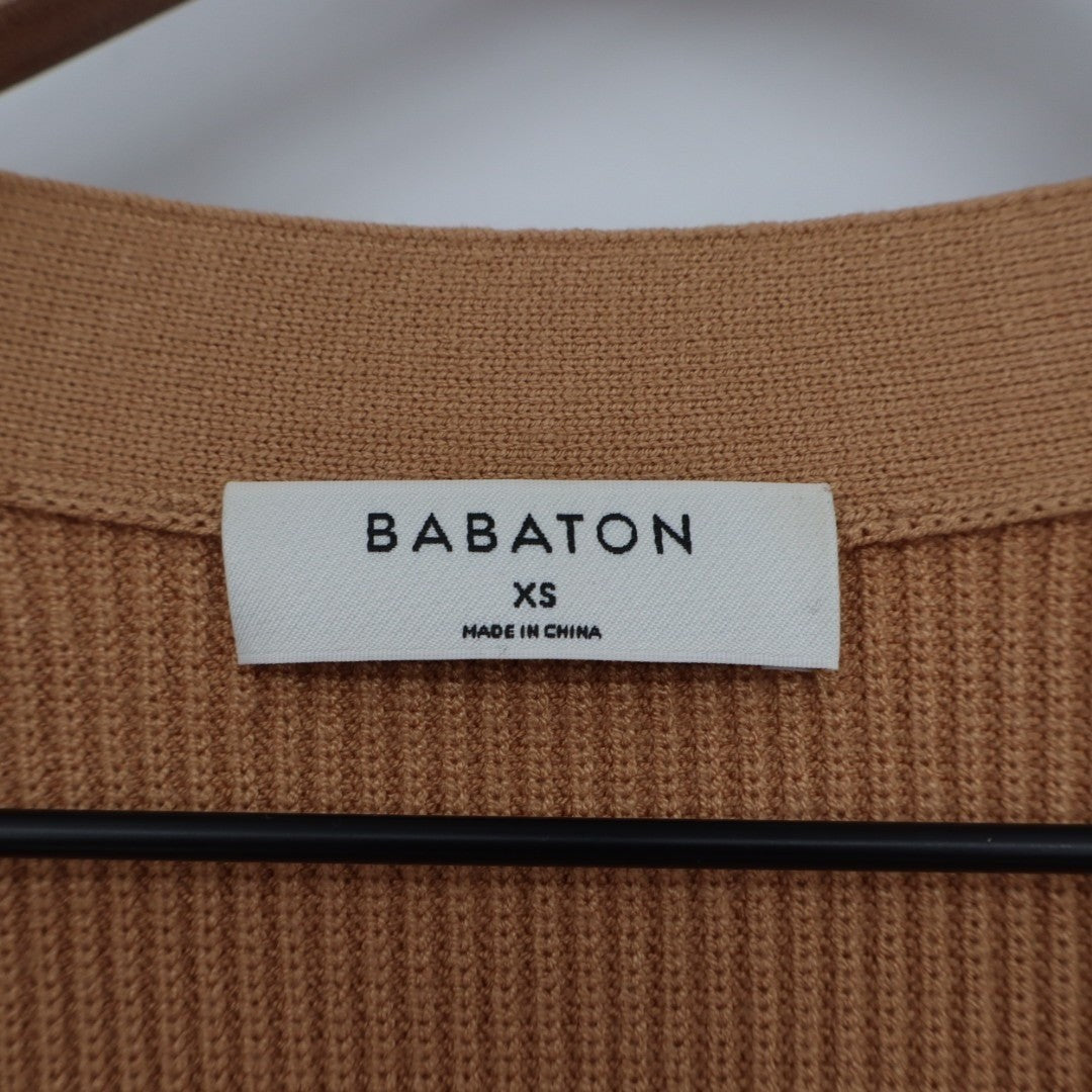 Babaton Cardigan Sweater Womens XS Rust Ribbed Knit Button Front Long Sleeve