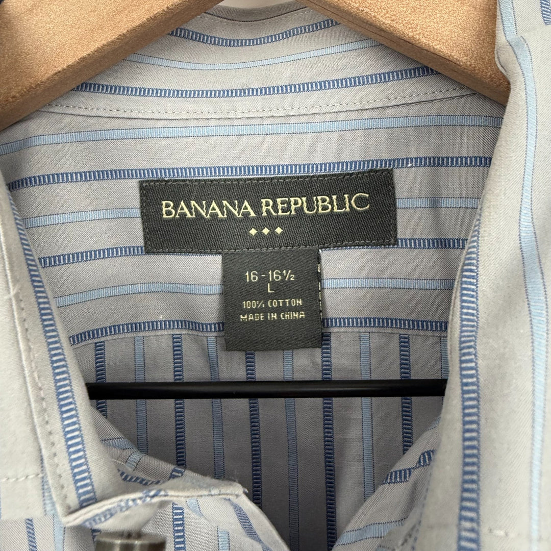 Banana Republic Dress Shirt Mens 16.5 Multi Striped Cotton Business French Cuff