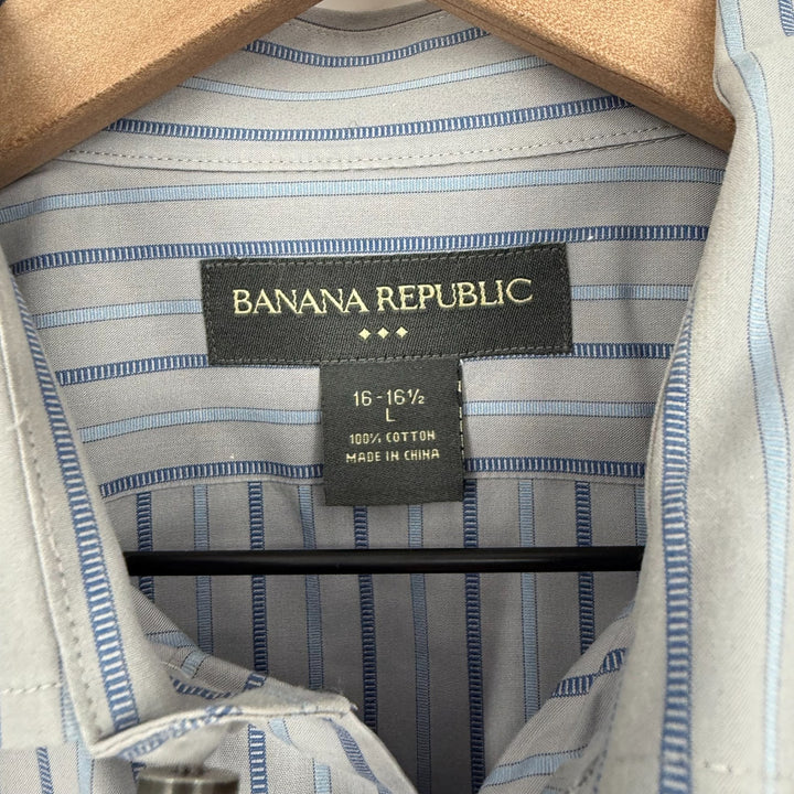 Banana Republic Dress Shirt Mens 16.5 Multi Striped Cotton Business French Cuff