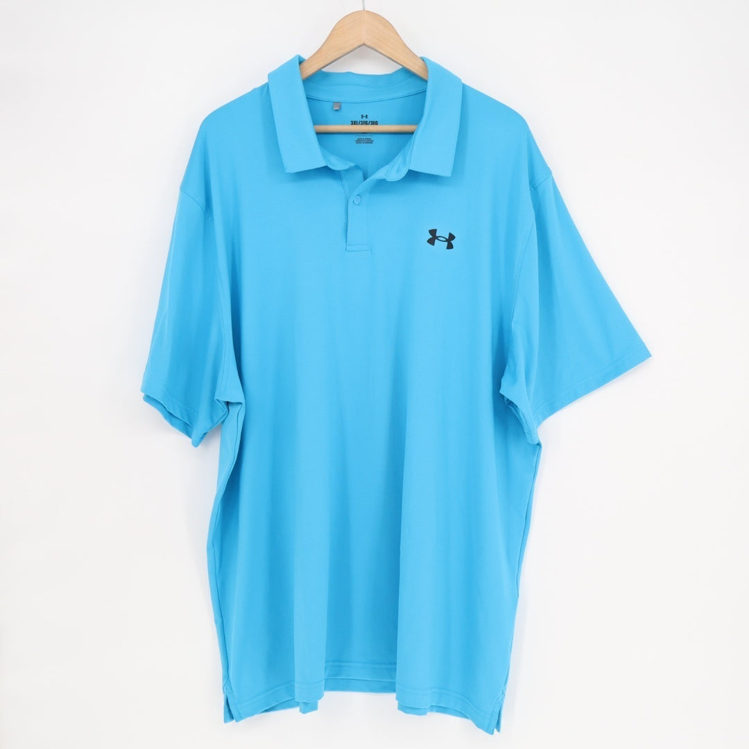 Under Armour The Performance Polo Shirt Mens 3XL Aqua Blue Stretch Short Sleeve