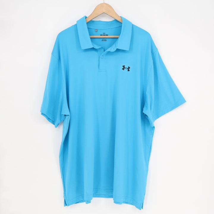 Under Armour The Performance Polo Shirt Mens 3XL Aqua Blue Stretch Short Sleeve