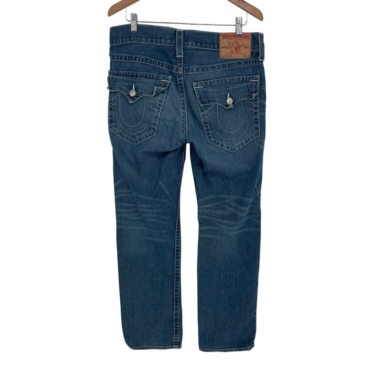 True Religion World Tour Jeans Mens Size 33 Button Fly Denim Blue USA Made