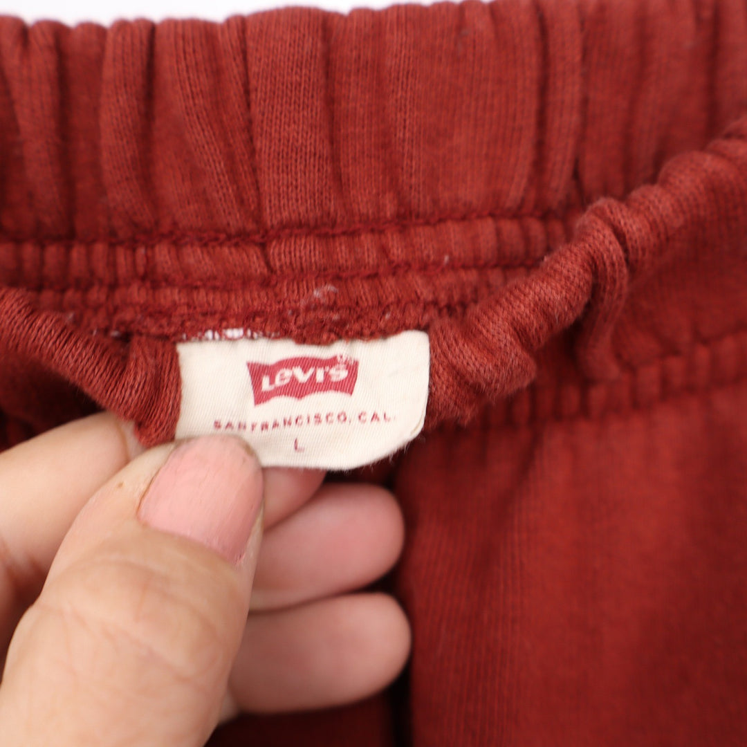 Levis Mens Large Rust Red Jogger Sweatpants Elastic Waist Logo Fleece