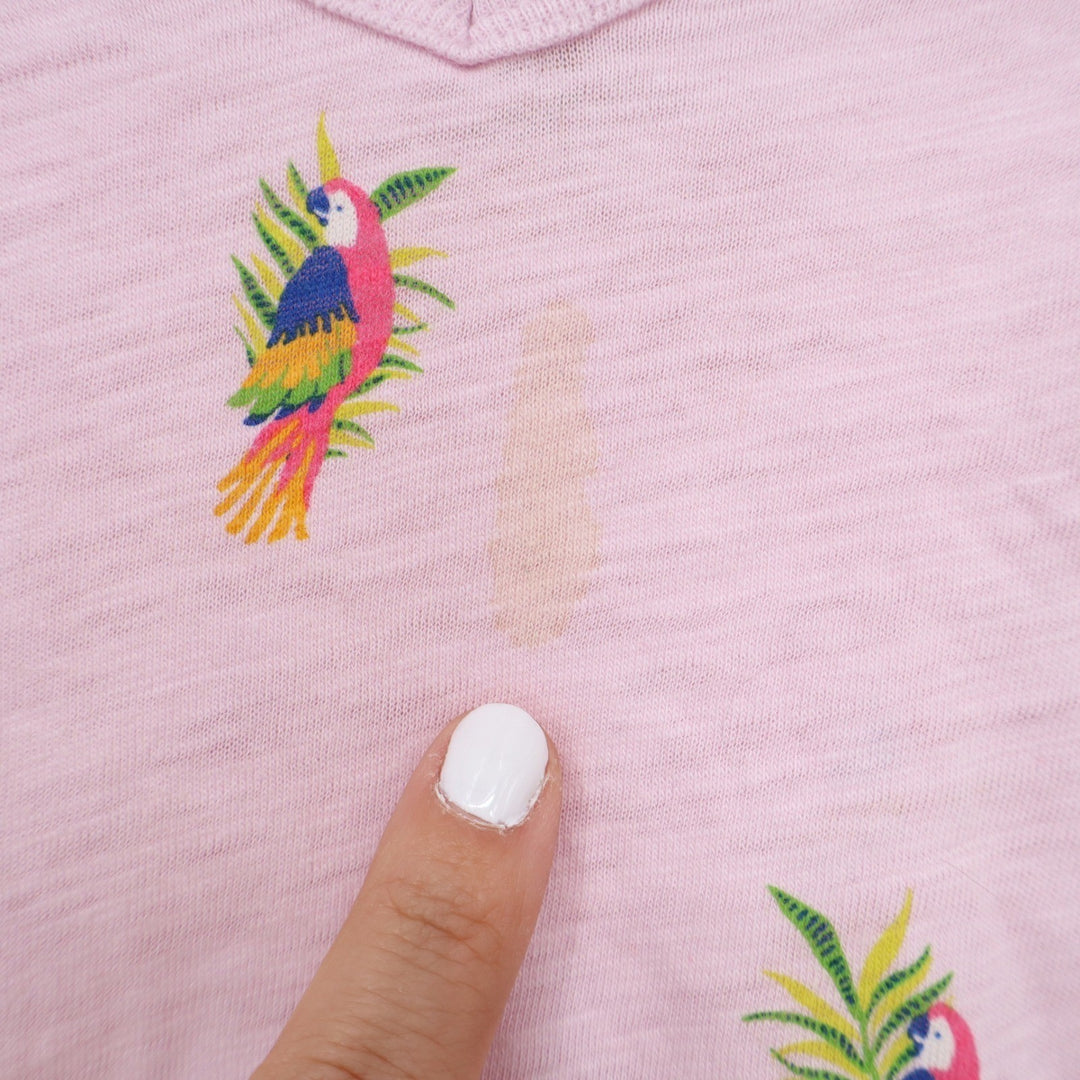 Old Navy Everywear Pink Parrot Print V-Neck Cotton T-Shirt XXL