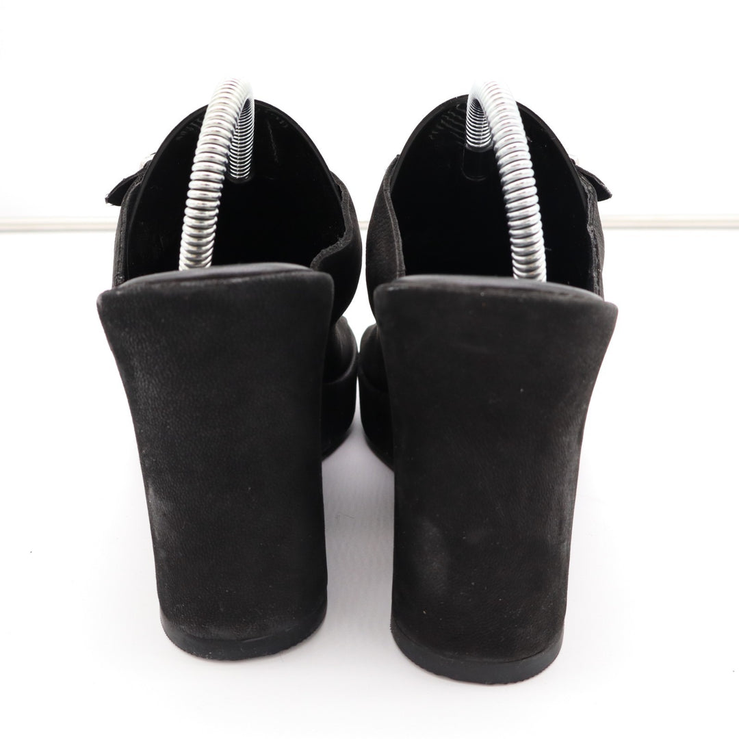 Free People Huffman Strappy Womens EU 37 Black Suede Buckle Slip On Wedge Sandal