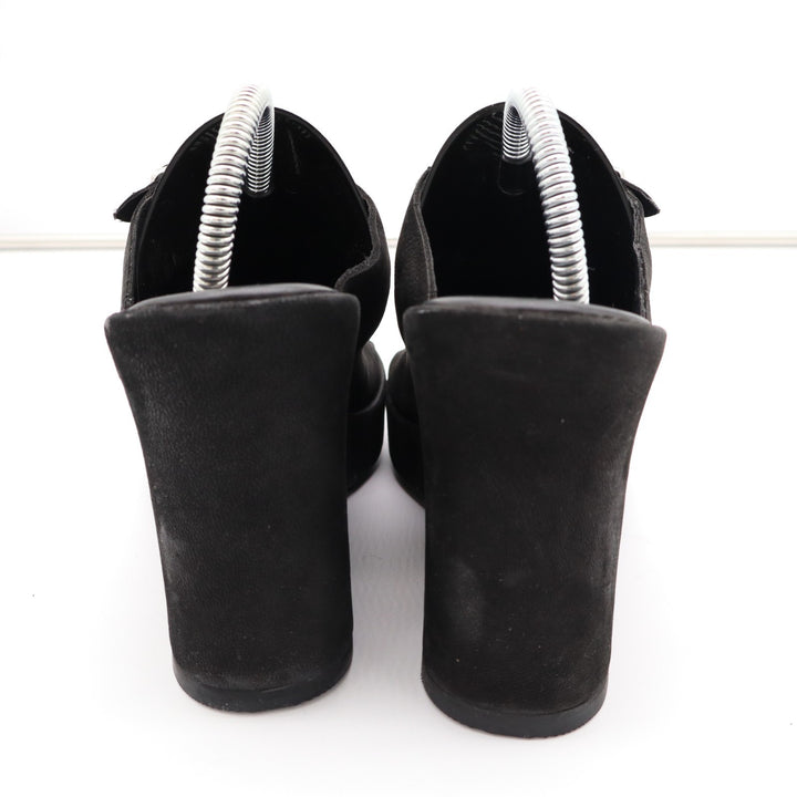 Free People Huffman Strappy Womens EU 37 Black Suede Buckle Slip On Wedge Sandal