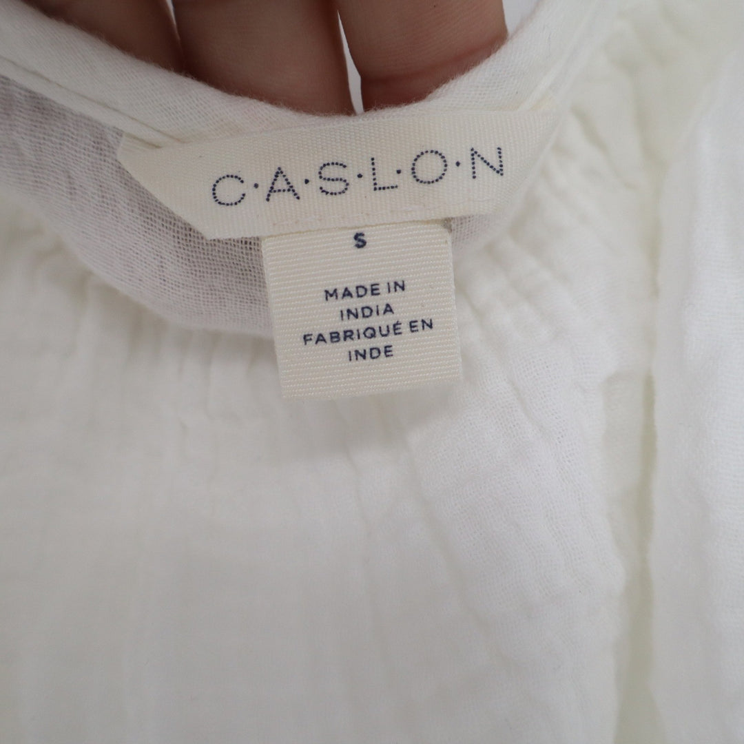 Caslon White Cotton Double Gauze Midi Dress Sleeveless Pockets Small