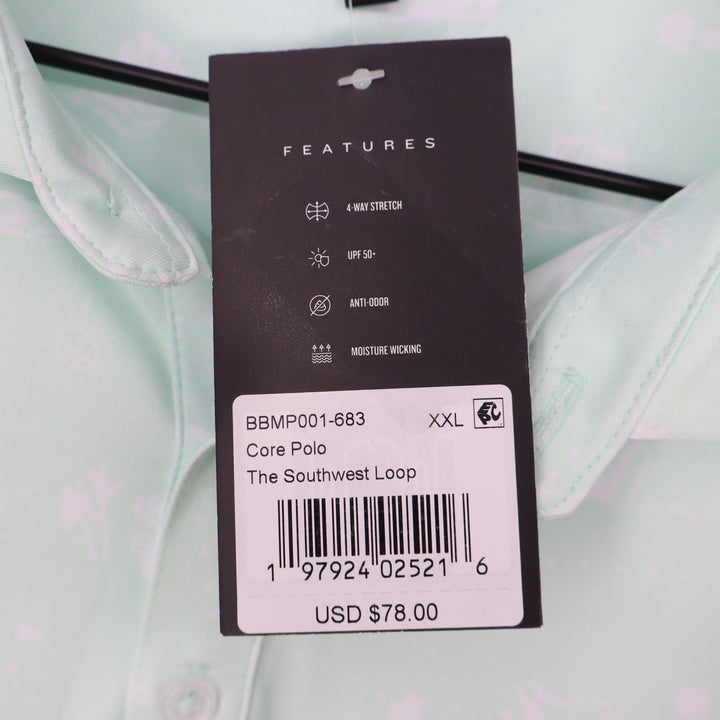 Bad Birdie Mens The Southwest Loop Golf Polo Mint Green XXL
