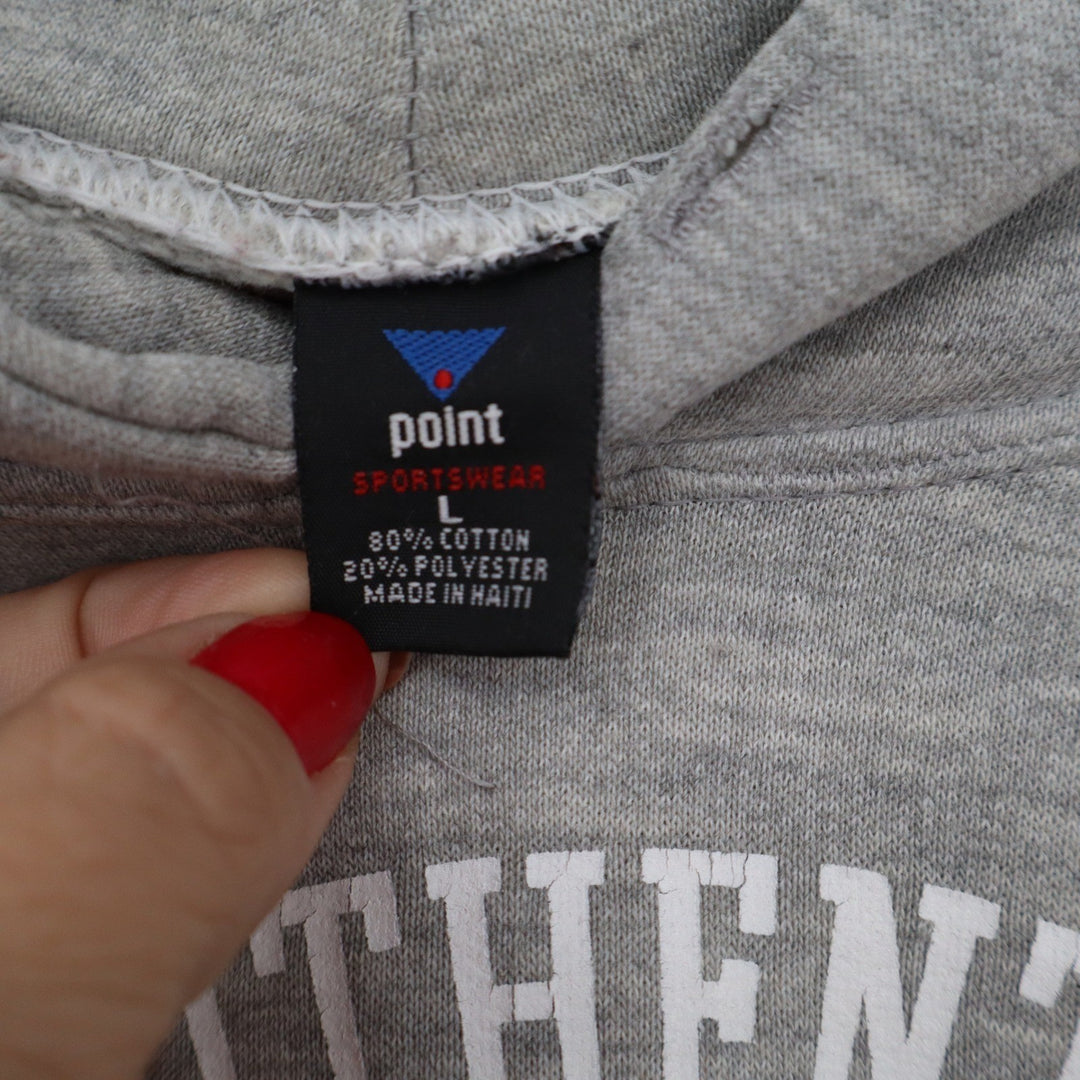 Point Sportswear New York USA Graphic Hoodie Mens Large Gray Pullover Sweatshirt