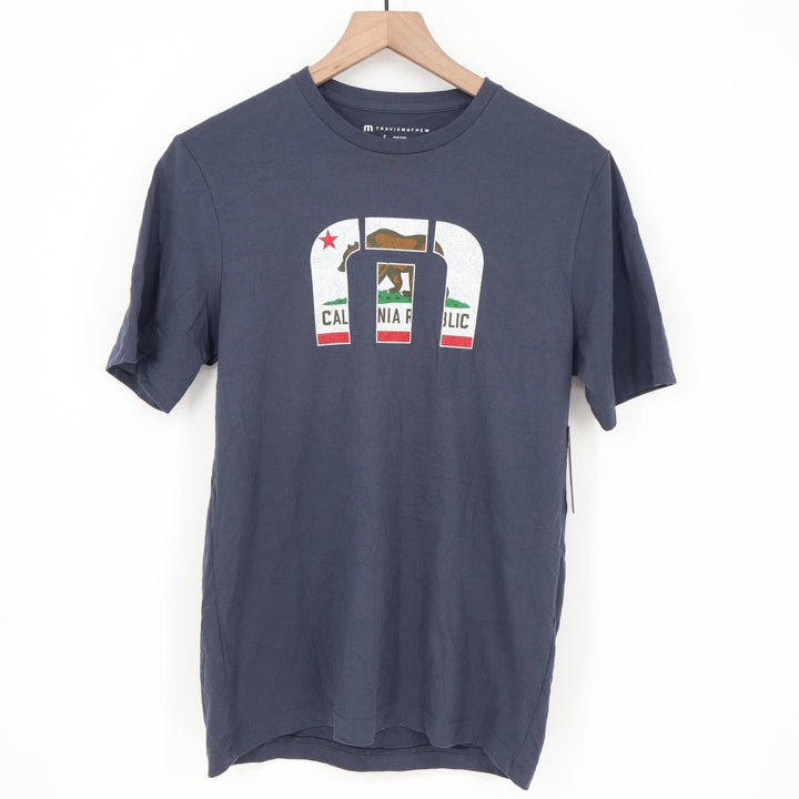 TravisMathew Mens High Tide 2.0 California Bear Graphic T-Shirt Blue S