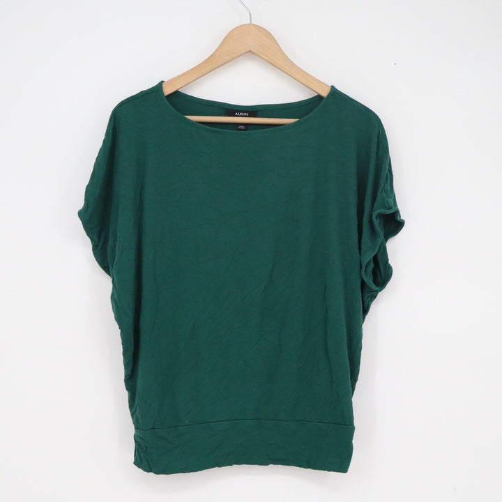 Alfani Womens Forest Green Dolman Sleeve Banded Hem Knit Top Small