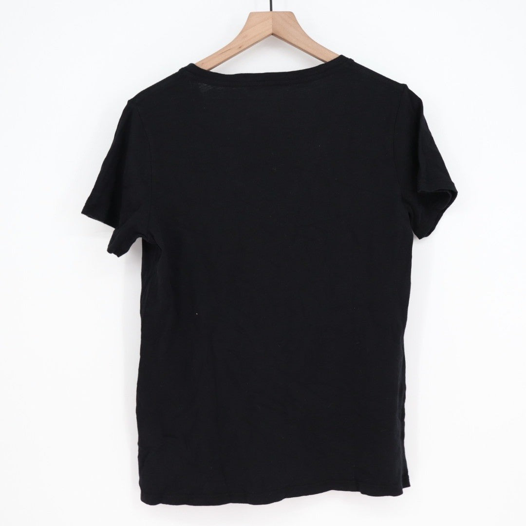 American Giant Women Black V Neck Short Sleeve T Shirt Size L Made in USA