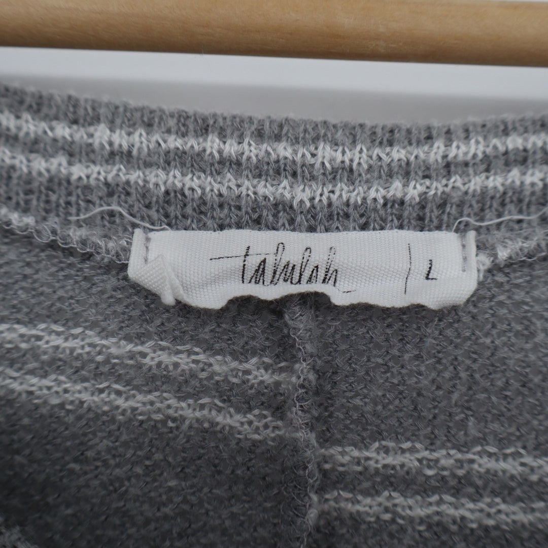 Talulah Dolman T Shirt Womens Large Gray White Striped Stretch V-Neck Side Slit