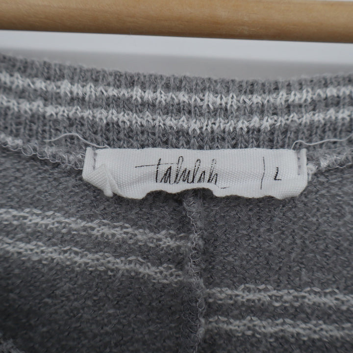 Talulah Dolman T Shirt Womens Large Gray White Striped Stretch V-Neck Side Slit