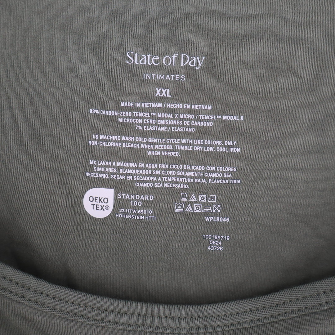 State of Day 2-Piece Pajama Set Womens 2XL Organic Green Fluid Knit Stretch