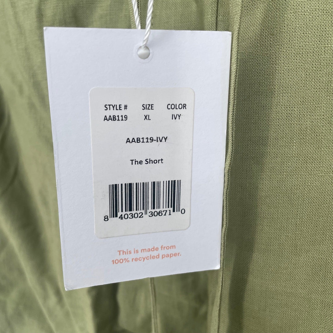 Andie The Short Olive Green Linen Blend Drawstring Casual Summer Shorts Size XL