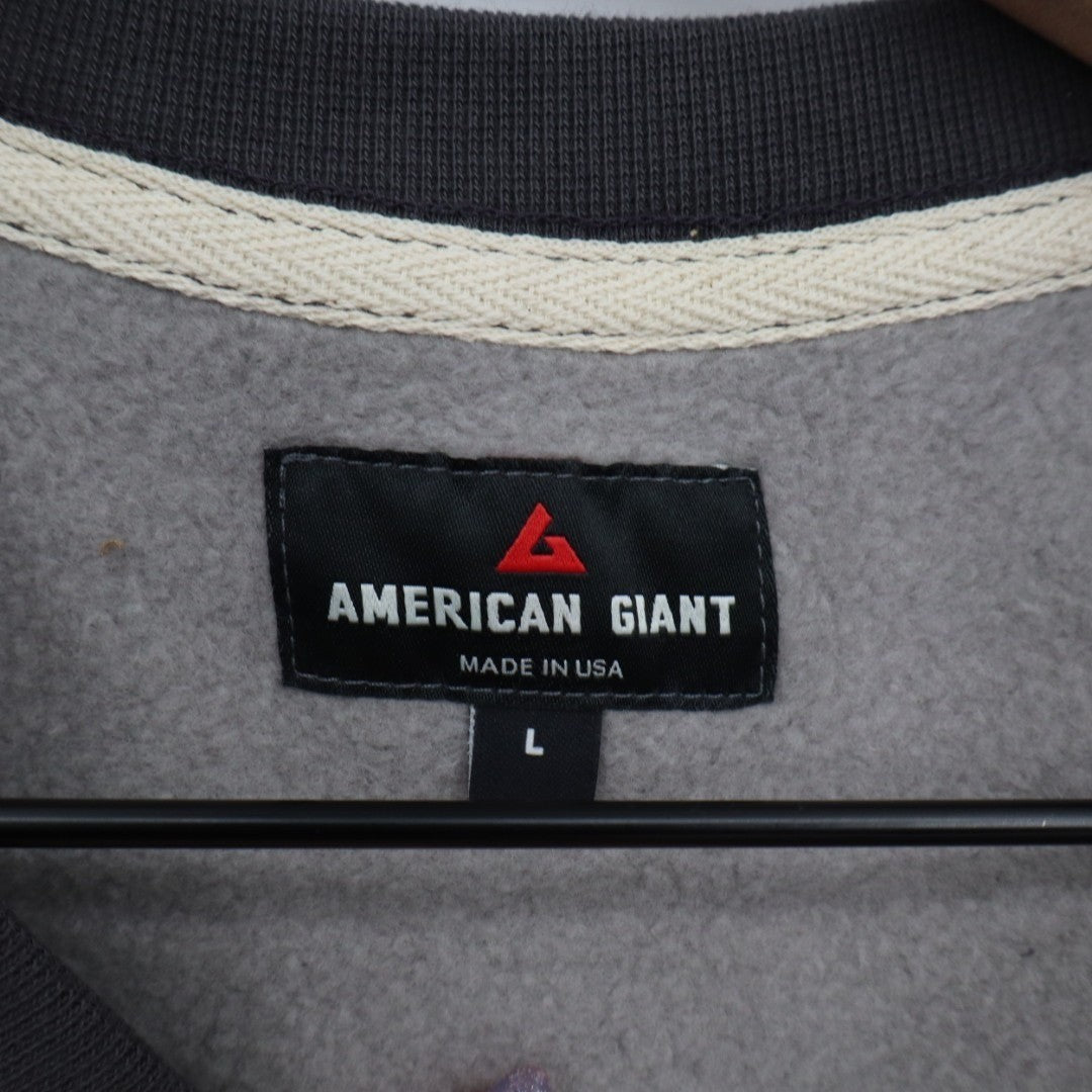 American Giant Midweight Sweatshirt Mens L Gray Charcoal Colorblock Fleece Lined