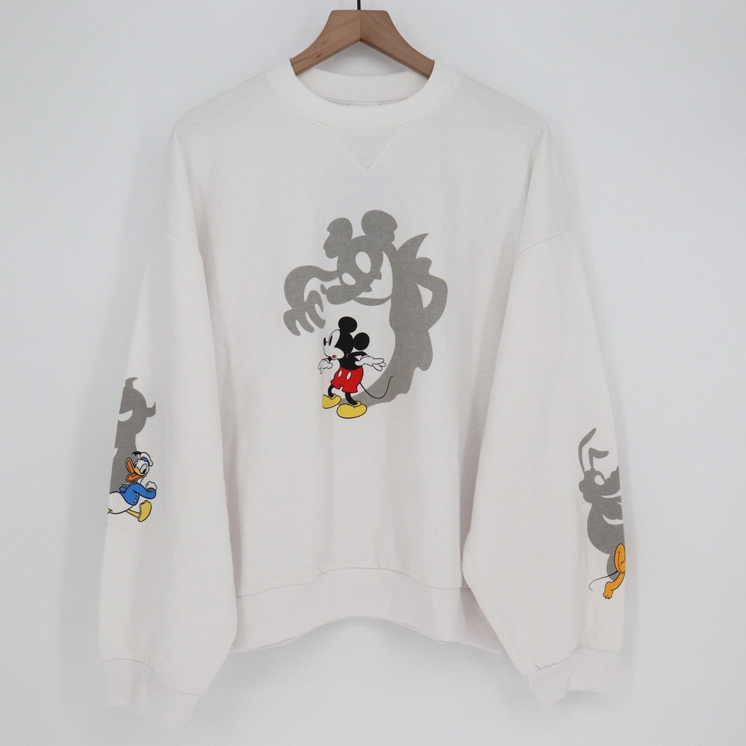 Disney Mickey and Friends White Shadow Graphic Sweatshirt Large