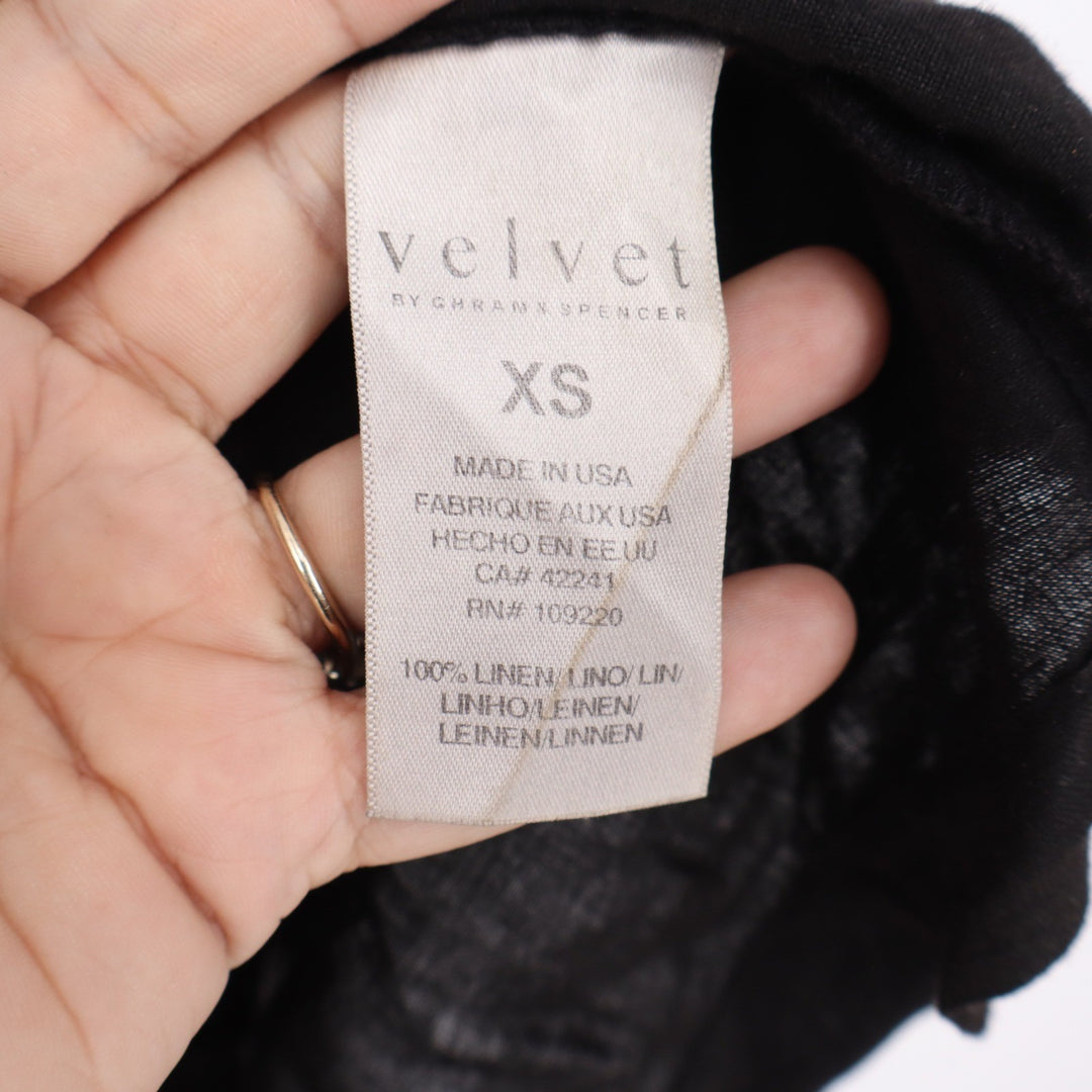 Velvet by Graham & Spencer Black 100% Linen Sleeveless Keyhole Back Dress XS