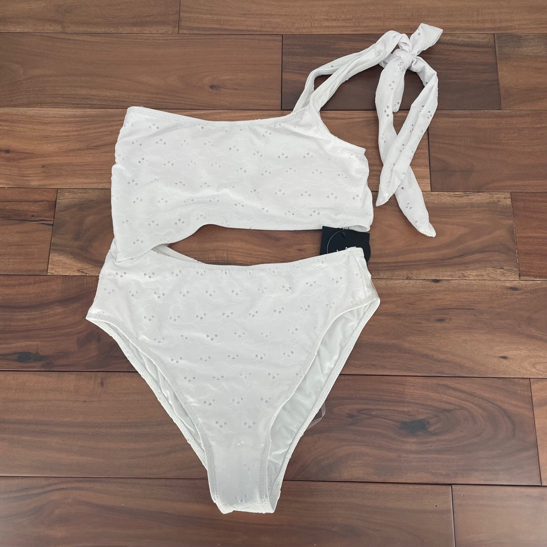 Lulus Darielle White Eyelet Embroidered Cutout One-Piece Size L