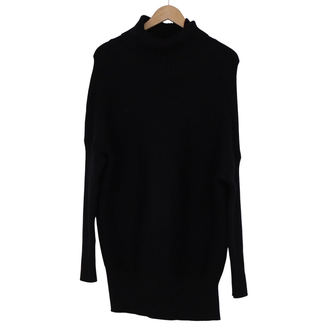 Lillusory Black Ribbed Turtleneck Oversized Tunic Sweater Womens Size M