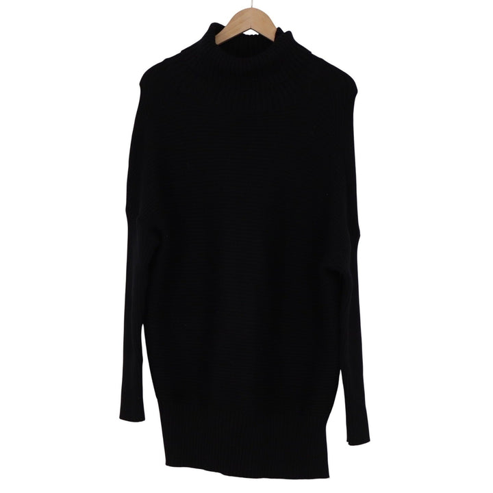 Lillusory Black Ribbed Turtleneck Oversized Tunic Sweater Womens Size M