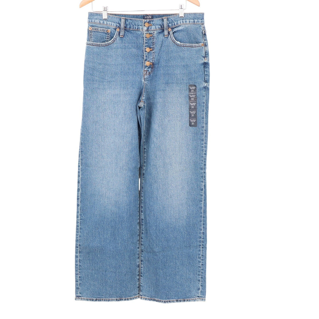 J.Crew Full Length Wide-Leg Jeans Blue Button Fly High Rise Size 31