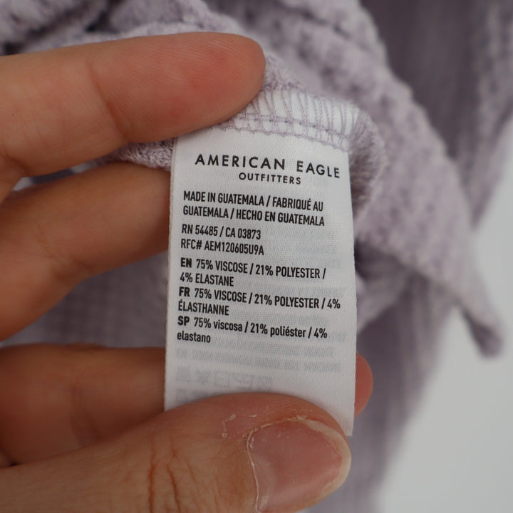 American Eagle Outfitters Sweater Womens Large Purple Waffle Knit Long Sleeve