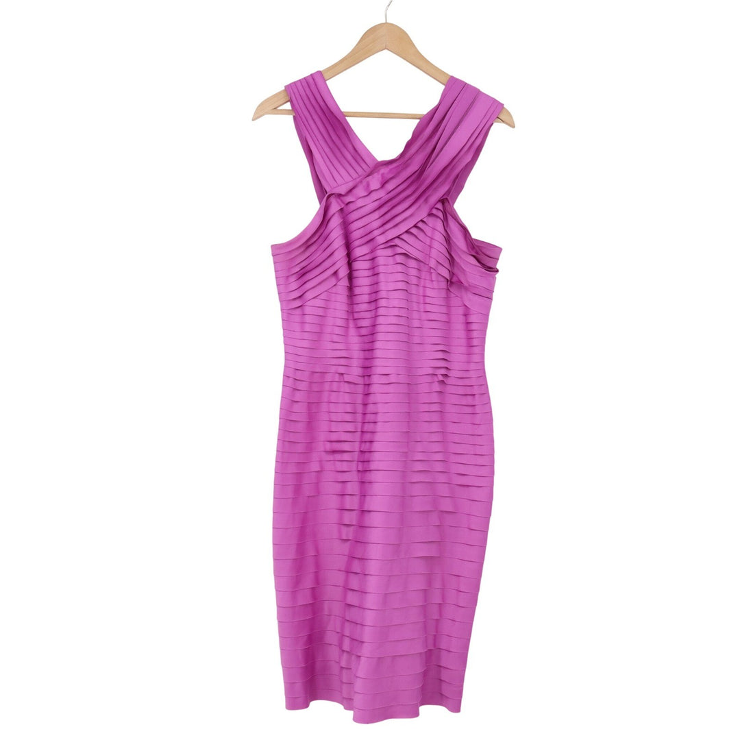 JS Collections Dress Womens 12 Sheath Pink Layered Ribbon Textured Excellent