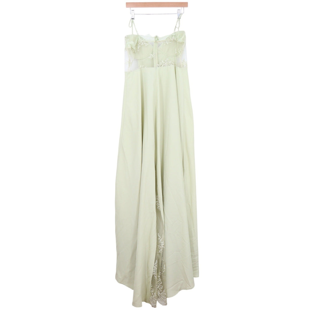 Boohoo Occasion Sage Green Contrast Lace Corset Maxi Dress Size 12