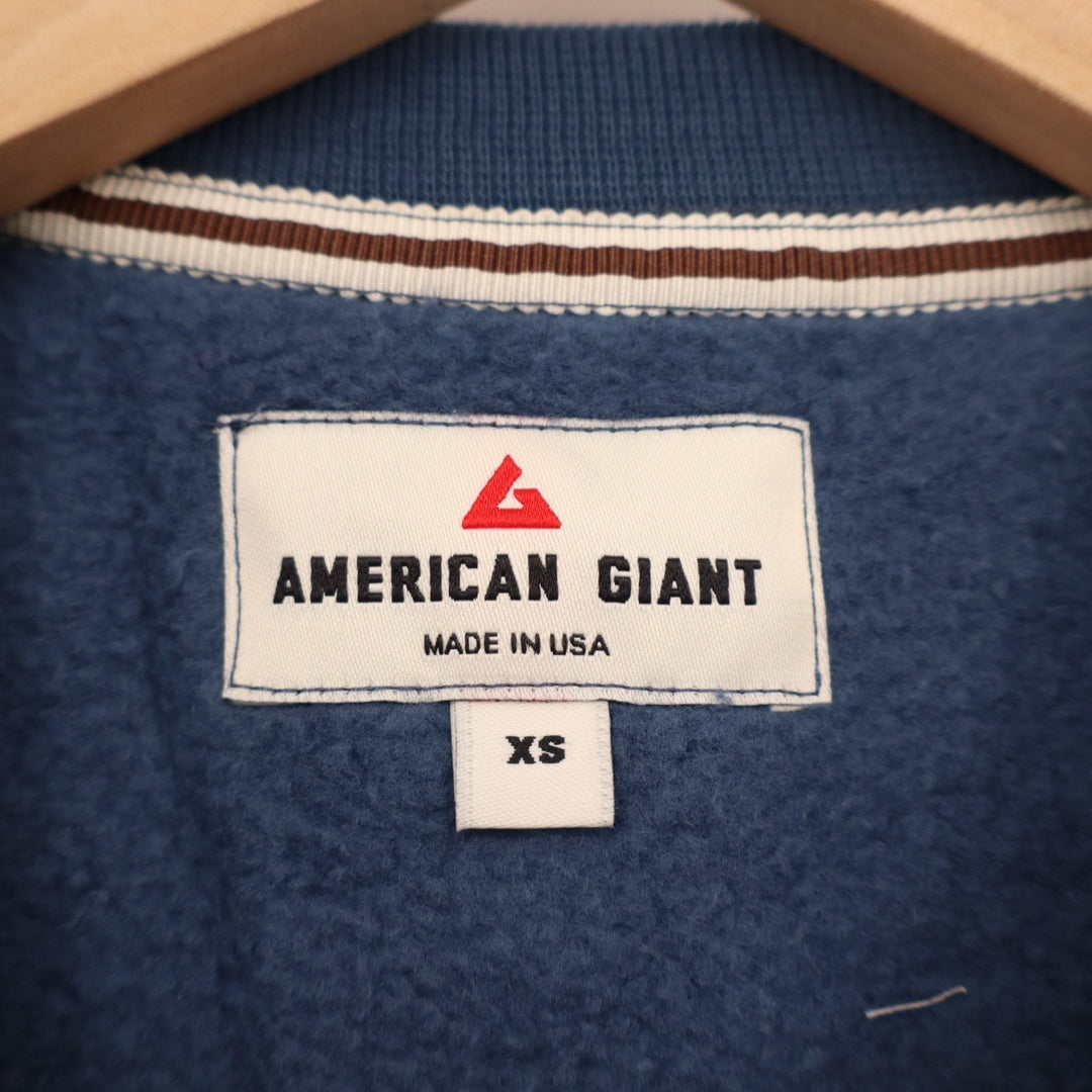 American Giant Midweight Sweatshirt Womens XS Blue Cotton Fleece Lined Side Slit