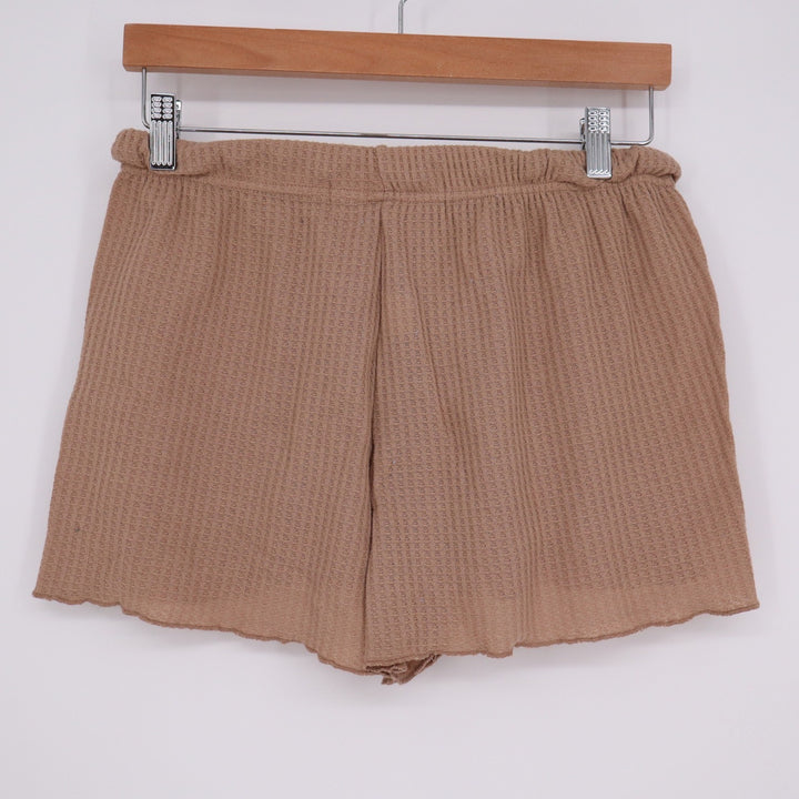 Alexander Del Rossa Tan Waffle Knit Lounge Pajama Shorts Womens Large Drawstring
